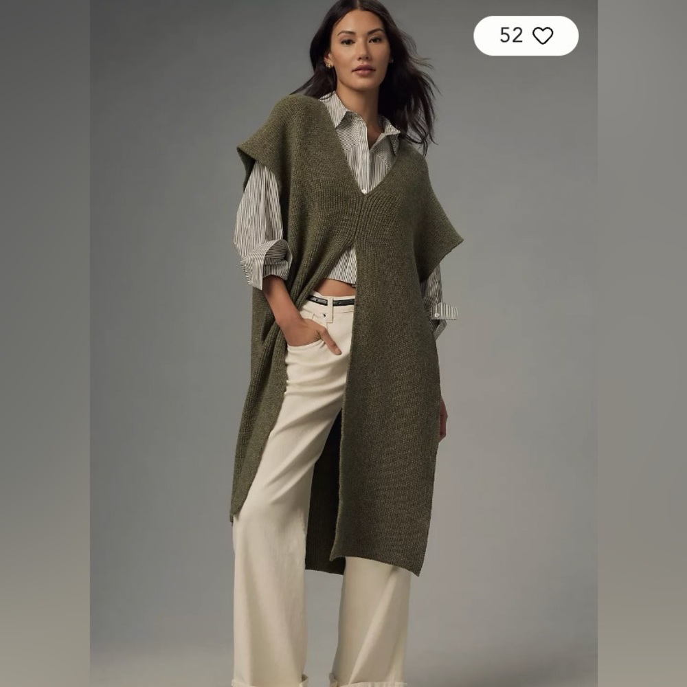 Anthropologie Slouchy Slit Knitted Tunic Jumper Poncho
